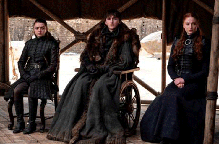 This image released by HBO shows (from left) Maisie Williams, Isaac Hempstead Wright and Sophie Turner in a scene from the final episode of ‘Game of Thrones’ that aired on Sunday, May 19. (AP photo)