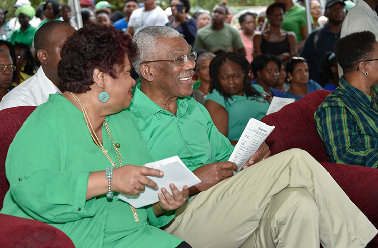 President David Granger shares a light moment with General Secretary of the PNCR, Amna Ally