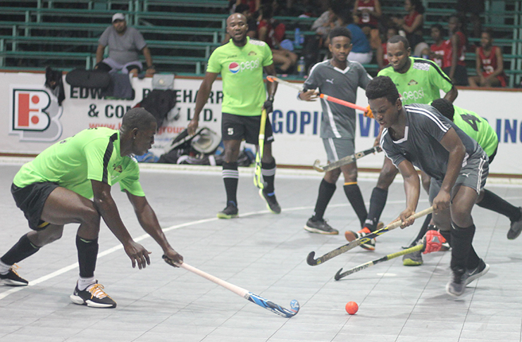Pepsi Hikers and Saints (grey) will battle in the second men’s first division semi-final today.