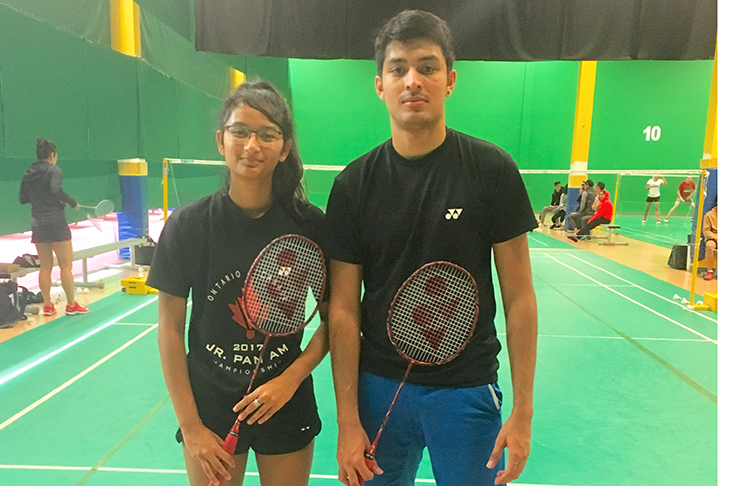 Priyanna and Narayan Ramdhani pose following their successful run at the YONEX Alberta Series 1# Badminton tournament.