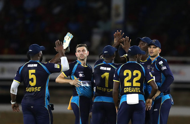 The Barbados Tridents celebrate another victory.