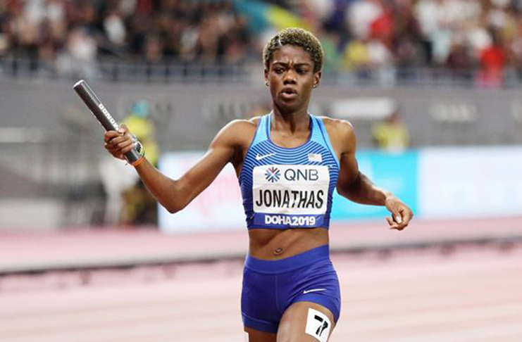 Wadeline Jonathas anchors the US women to the 4x400m relay title at the IAAF World Championships Doha 2019 (Getty Images)