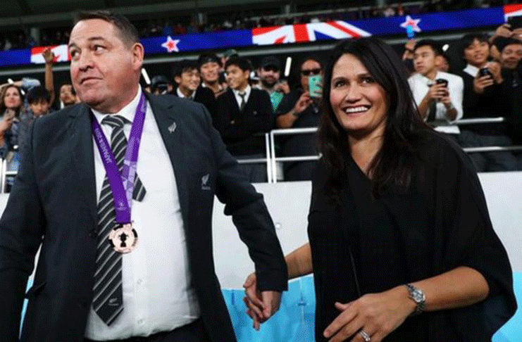 Steve Hansen celebrated with his wife after the match