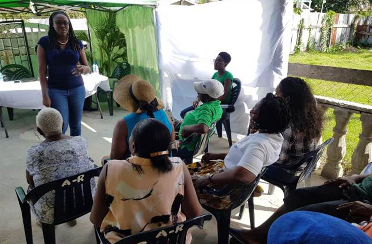 Minister of Public Service, Hon. Tabitha Sarabo-Halley during her engagement with residents of Henrietta Village, Pomeroon-Supenaam