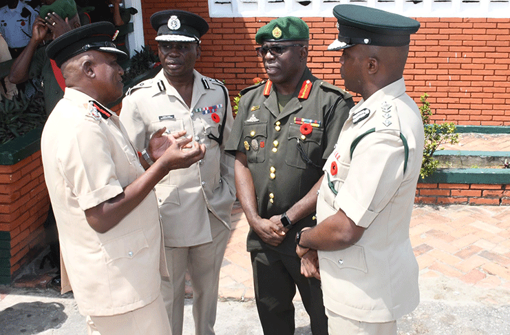 Joint Service Heads in a brief discussion during the GDF 54th Anniversary church service