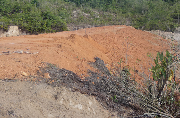 The reinforced laterite dam being constructed by NDIA as part of the erosion correction issue