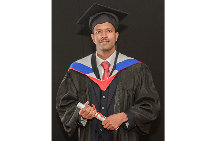 Guyana Chronicle’s News Editor, Tajeram Mohabir also graduated with Master’s in Business Administration (MBA) Administration with commendation.