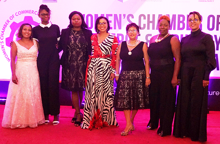 The WCCIG executives. From left: Jennifer Cipriani, ACME Marketing Consultancy; Anije Lambert, Managing Director/Researcher at Professional Development Consultants; Tamara Khan, Attorney-at-Law; Renata Exeter, GUYOIL CEO; Sherry Ann Dixon, International Motivational Speaker/Journalist; Lyndell Danzie-Black, Managing Director, Cerulean Inc and WCCIG Vice President; and Kerensa Gravesande-Bart, Strategic Recruitment Solutions Inc CEO, WCCIG co-founder and President  (Elvin Croker photo)