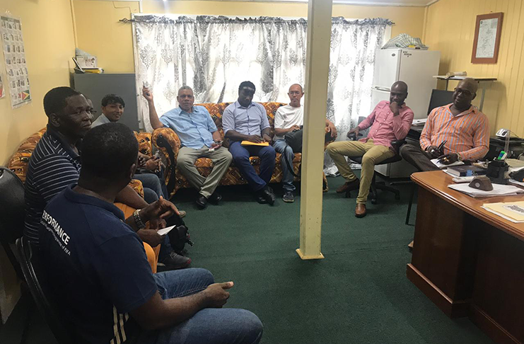 GFF president Wayne Forde (left) during the meeting with Bartica stakeholders
