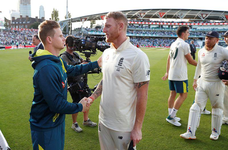 Australia's Steve Smith and England's Ben Stokes shake hands after the match. (Reuters/Paul Childs)