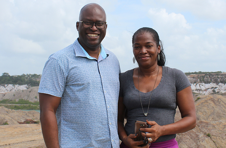 NICIL’s Chief Executive Officer (CEO), Colvin Heath-London, and BMGGI’s PRO,Vanessa Mitchell-Davis, pose for a photo shortly after a meeting in Linden