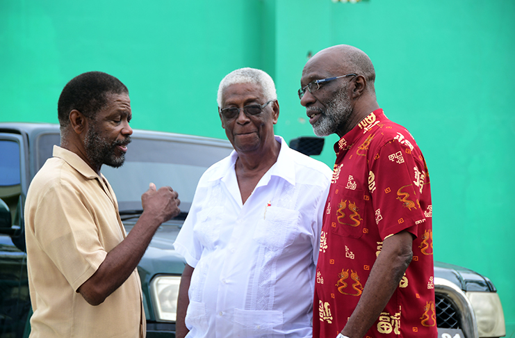 From left: Commissioners Charles Corbin, Desmond Trotman and 
Vincent Alexander (Adrian Narine photo)
