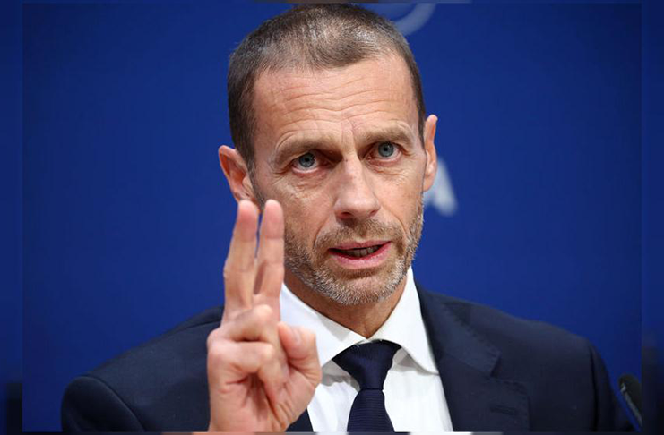 UEFA president Aleksander Ceferin during the press conference. (REUTERS/Denis Balibouse)