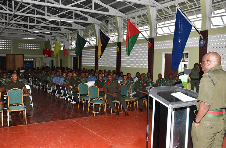 Chief-of- Staff Brigadier Patrick West addressing the gathering
