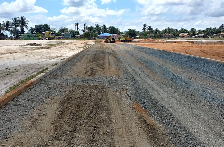 Ongoing works on the Linden synthetic track are currently in its third phase. The fourth and final phase of the project will commence within the next few weeks. (Ministry of the Presidency photo)