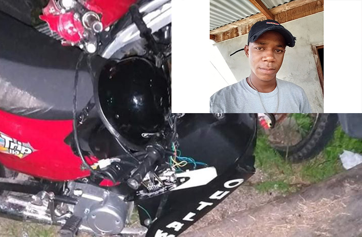 Joel Sobers (inset) and his bike following the accident.