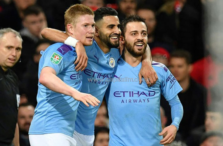 Feared threesome: Kevin de Bruyne (left), Riyad Mahrez (centre) and Bernardo Silva all played key roles in Manchester City’s victory at Manchester United. (AFP Paul ELLIS)