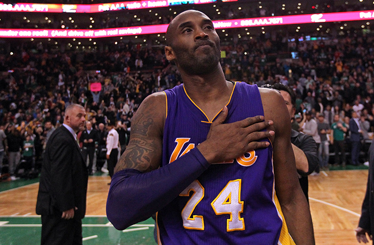 HEARTFELT THANKS: Kobe Bryant acknowledges the Garden crowd after his  final game in Boston in the Lakers star’s 20-year career.