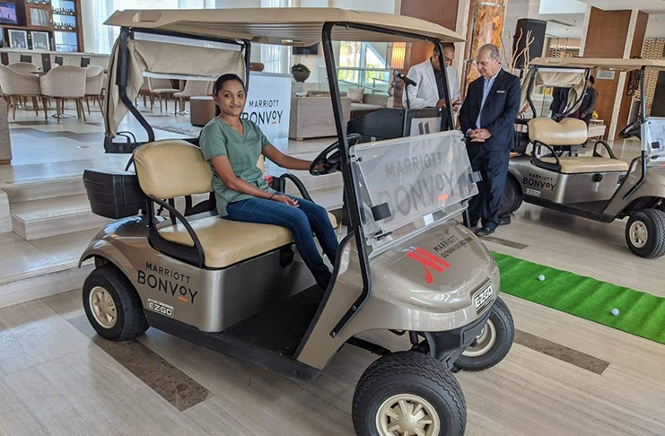 LGC Vice Club Captain, Dr. Joaan Deo, with one of the newly acquired golf carts.