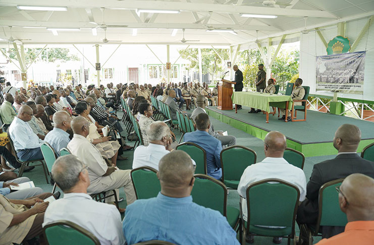 President Granger addressing senior officers of the Guyana Police Force at the opening ceremony of its Annual Officers' Conference on Thursday morning