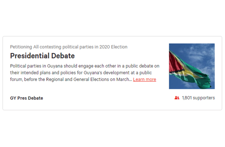 The online petition for a Presidential Candidates Debate before the March 2 General and Regional Elections