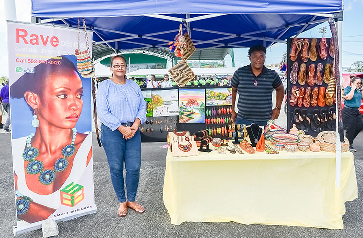 Founder of Rave Designs, Deborah Mathias, and PRO Roger Evelyn with some of their pieces