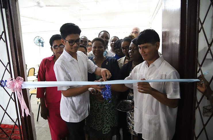 The only two males of the first batch of the nursing school’s second Annex were given the opportunity to cut the ribbon, commissioning the training institution. This nursing school will contribute to the output of nurses from the New Amsterdam and Charles Rosa School of Nursing