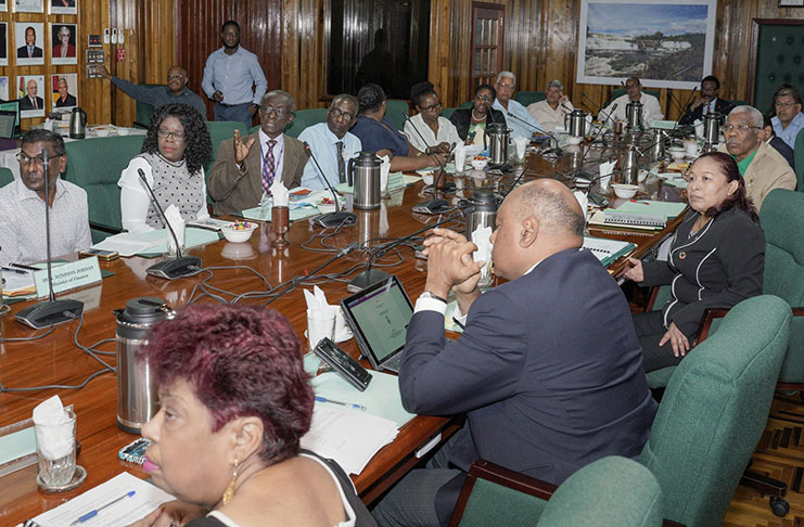 President David Granger and members of his Cabinet being briefed on Guyana’s preparedness to deal with any case of the Novel Coronavirus, which is centered in China