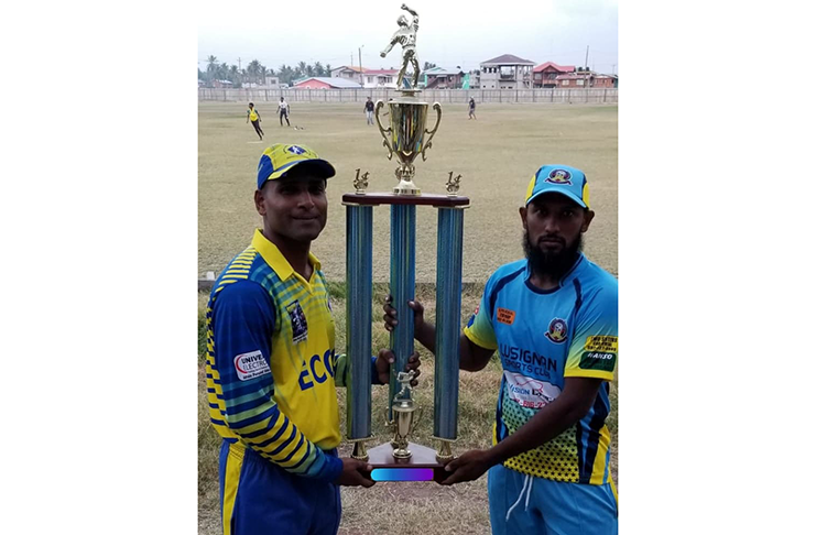 ECCCC captain B. Ramkelawan (left) and Lusignan SC captain Shazam Ali will both fancy their chances in the final.  