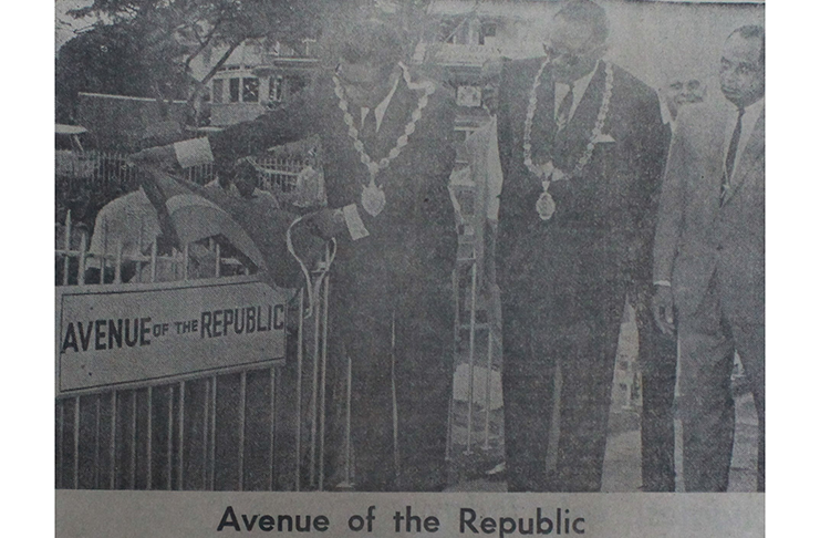 High Street being renamed Avenue of the Republic on February 21, 1970 (Guyana Graphic photo)