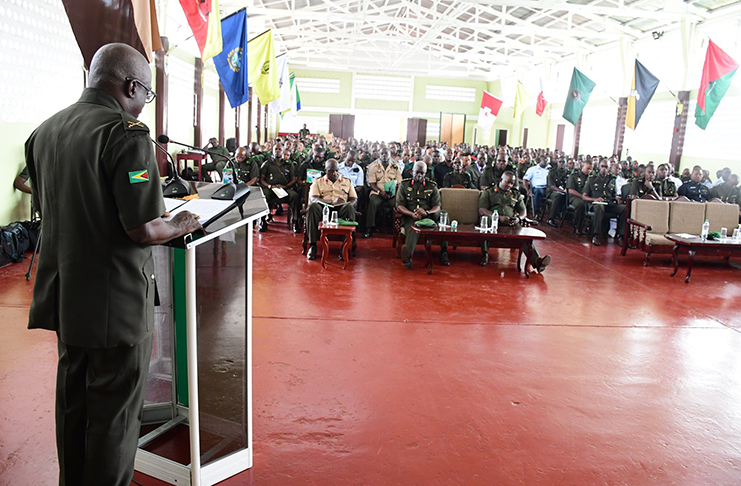 Chief-of-Staff, Brigadier Patrick West addressing the gathering