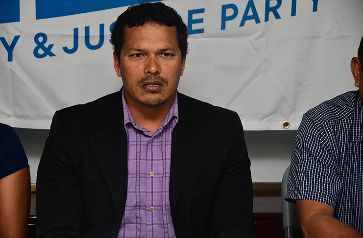 Presidential candidate for the Liberty and Justice Party (LJP), Lenox Shuman (Adrian Narine photo)