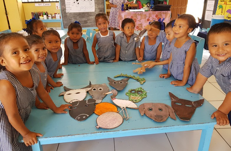 Nursery school students from one of the pilot schools in the Quality Bilingual Education Programme for Wapichan Children (Photo courtesy of QBEP)