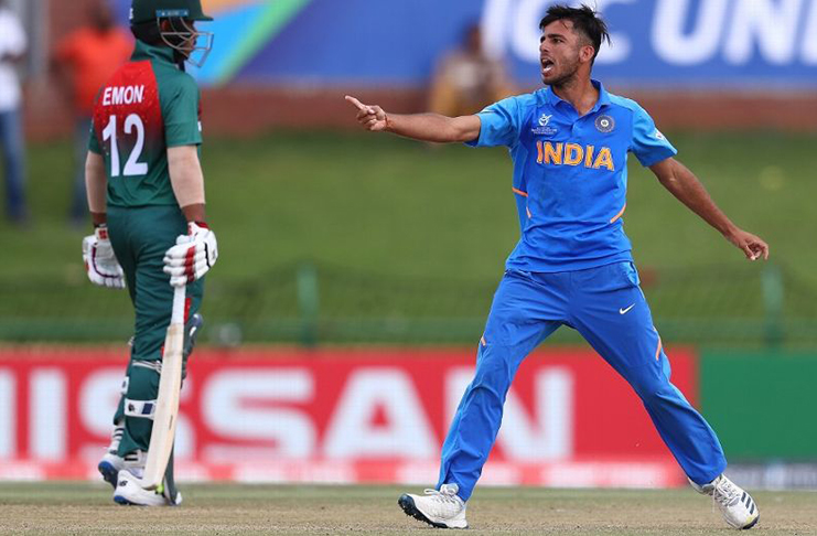 Ravi Bishnoi celebrates a wicket with gusto. (ICC via Getty)