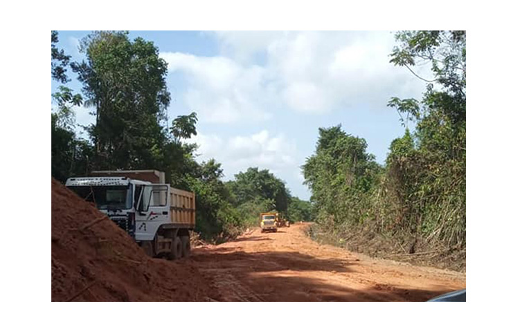 Works ongoing on the roadway linking Mabaruma with Morawhanna.