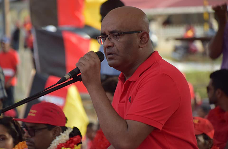 The Leader of the Opposition, Bharrat Jagdeo, makes presentation