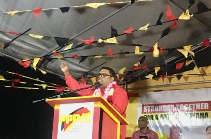 PPP/C Presidential Candidate, Irfaan Ali, speaking during the rally