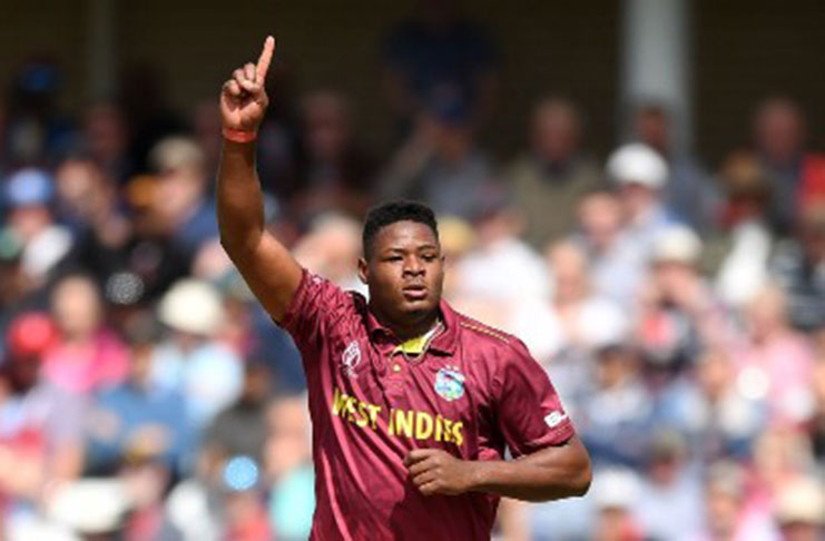 Fast bowler Oshane Thomas grabbed his maiden five-wicket haul in T20 Internationals.