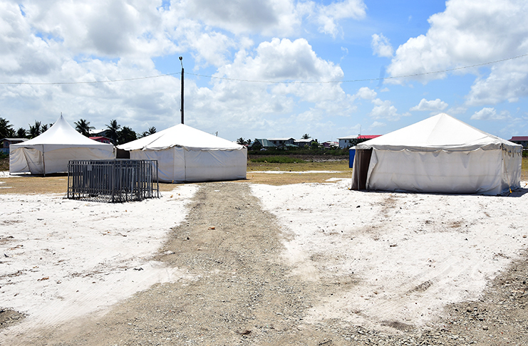 Some of the tents which were installed at Foulis on the East Coast Demerara to facilitate voting (Adrian Narine photo)