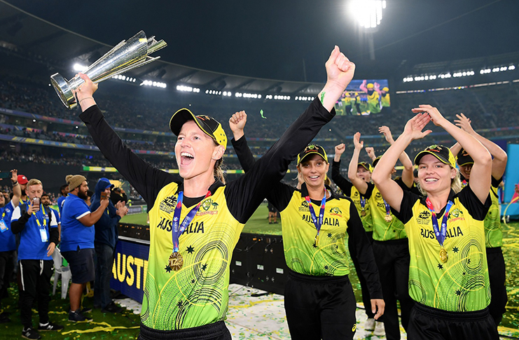 Meg Lanning leads the victory lap © ICC via Getty