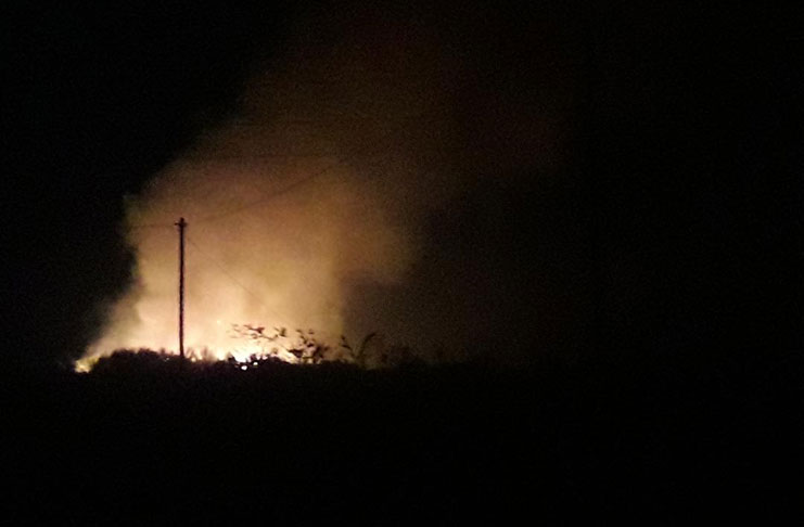 The Providence Canefields, East Bank Berbice on fire