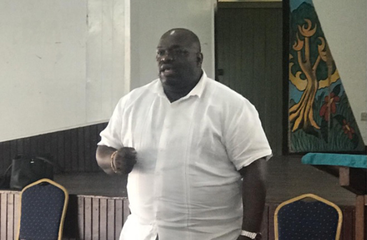 Director Health Services, Jevaugh Stephen addressing Christian leaders on Friday