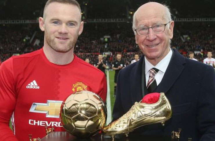 Wayne Rooney broke Sir Bobby Charlton's Manchester United and England goalscoring records.