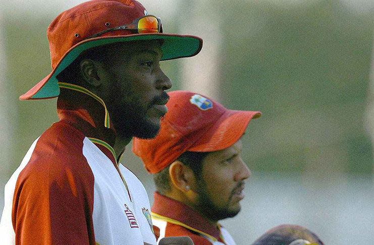 Chris Gayle (left) and Ramnaresh Sarwan in happier times