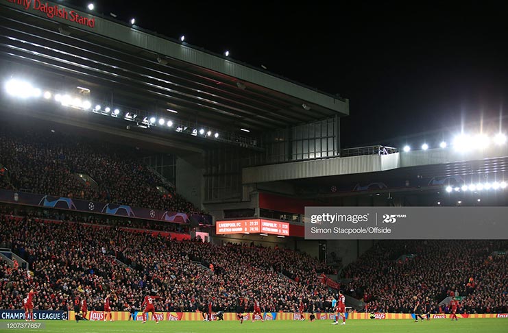 A general view during the UEFA Champions League round of 16 second leg match between Liverpool FC and Atletico Madrid at Anfield on March 11, 2020 in Liverpool, United Kingdom. (Photo by Simon Stacpoole/Offside/Offside via Getty Images)