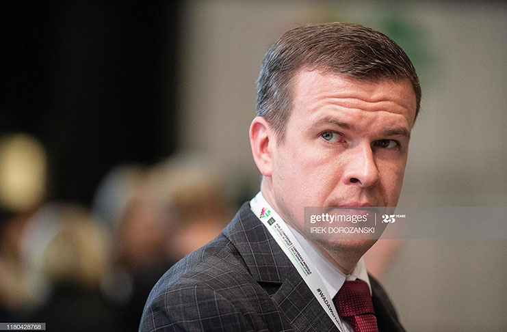 Designated President of the World Anti-Doping Agency (WADA) Witold Banka looks on during a conference of the World Anti-Doping Agency (WADA) in Katowice, Poland on November 06, 2019. - Banka, 35, is set to be rubber-stamped on November 07, 2019 as successor to current president Craig Reedie having received the endorsement of the WADA executive committee and foundation board. (Photo by Irek DOROZANSKI / AFP) (Photo by IREK DOROZANSKI/AFP via Getty Image