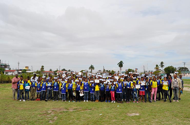 FLASHBACK: Showing off their backpacks, participatory certificates and $3,000 gift vouchers in the presence of Pele Alumni Directors.