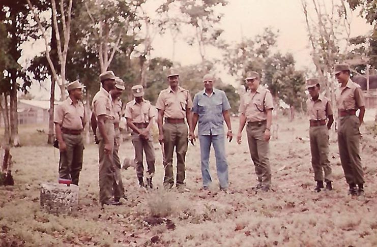Tree Planting in Camp Seweyo. Lieutenant Colonel Lewis is third from the right