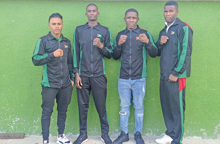 Keevin Allicock, Colin Lewis, Desmond Amsterdam and Dennis Thomas, prior to their departure to Cuba.