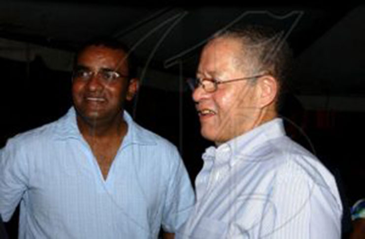Winston Sill/Freelance Photographer captured the then Jamaican Prime Minister Bruce Golding and Bharrat Jagdeo at an event in Spanish Town on August 1, 2009